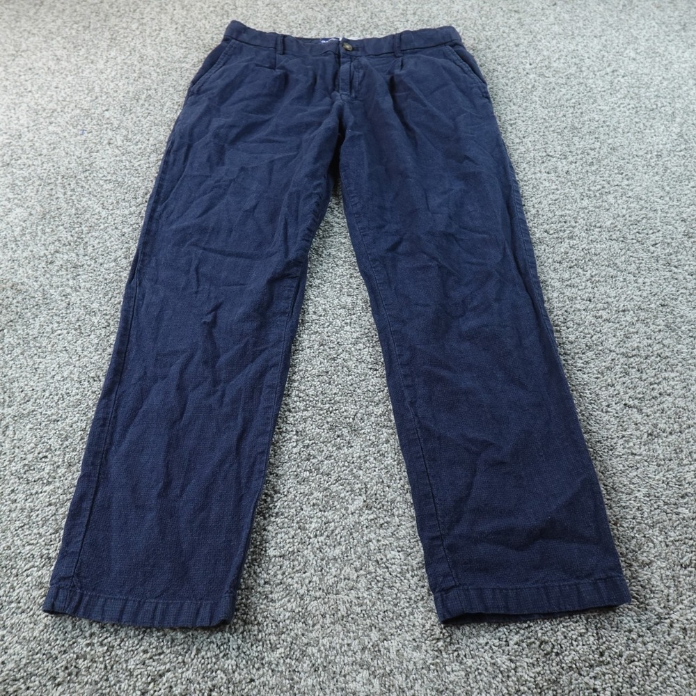 Old Navy Pants Mens L Blue Linen Blend Chino Loose Taper Pull On Elastic Waist